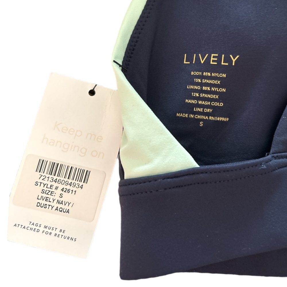 NWT, Lively Sport Bra, Navy & Aqua, High neck with racerback straps - Picture 6 of 6